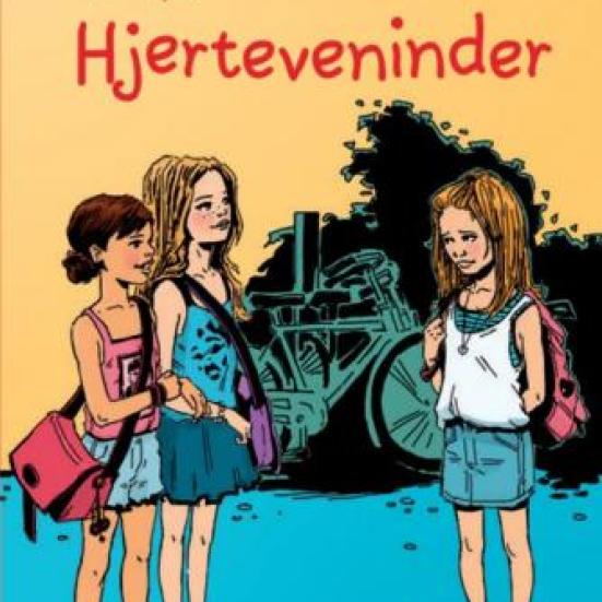 Coveret til bogen Hjerteveninder med tre veninder, der står sammen.